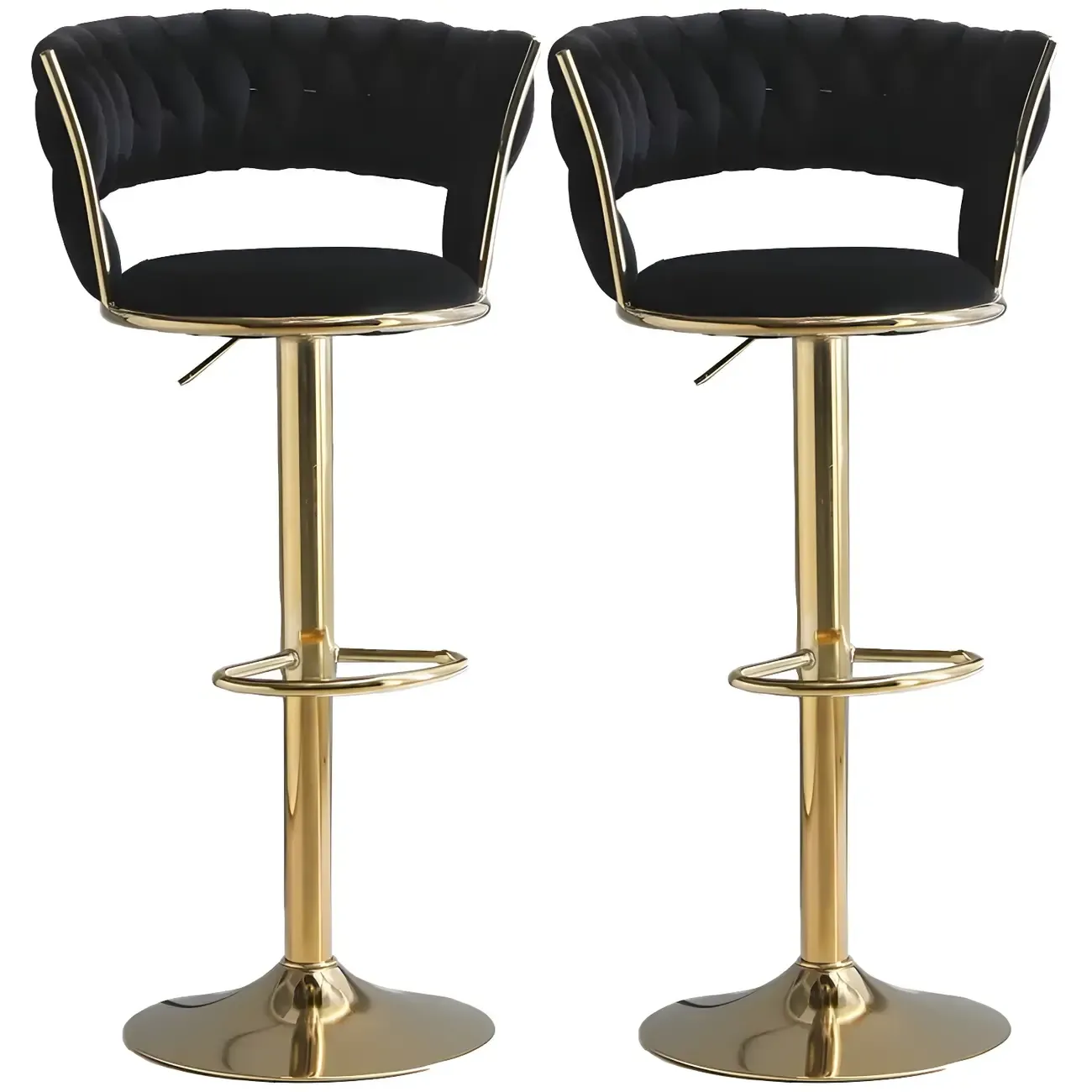 Luxurious Velvet Adjustable Bar Stools with Backrest for Home Bar Image - 3