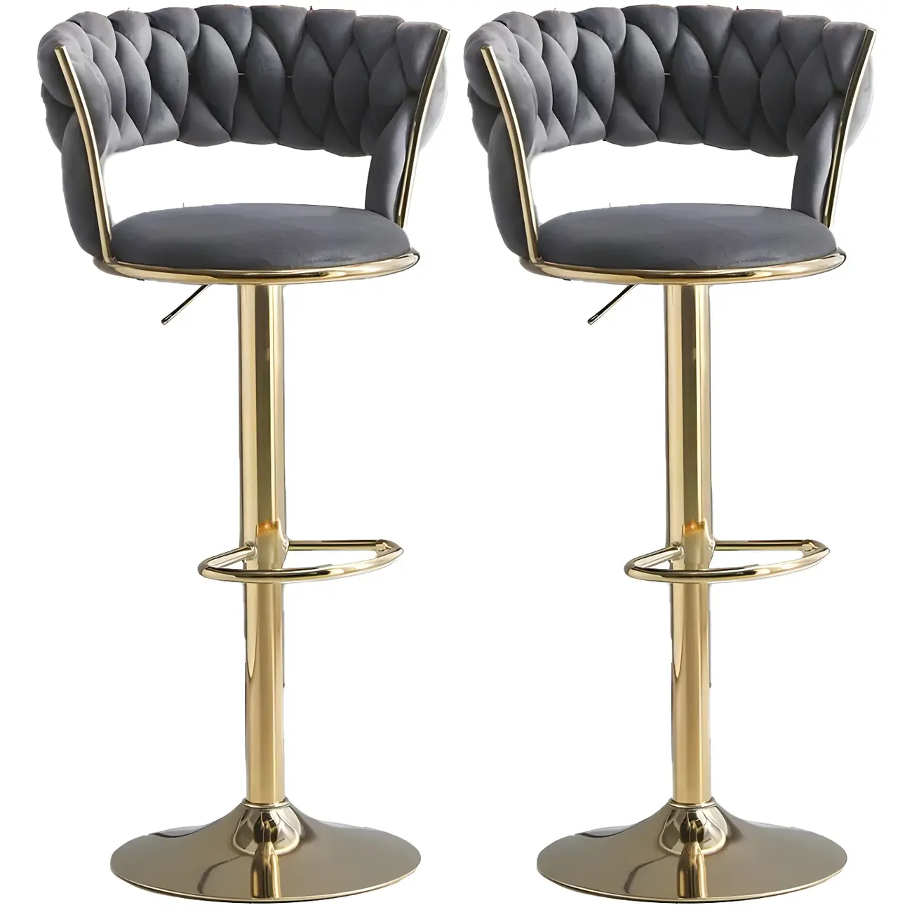 Luxurious Velvet Adjustable Bar Stools with Backrest for Home Bar Image - 4 | homeyfad