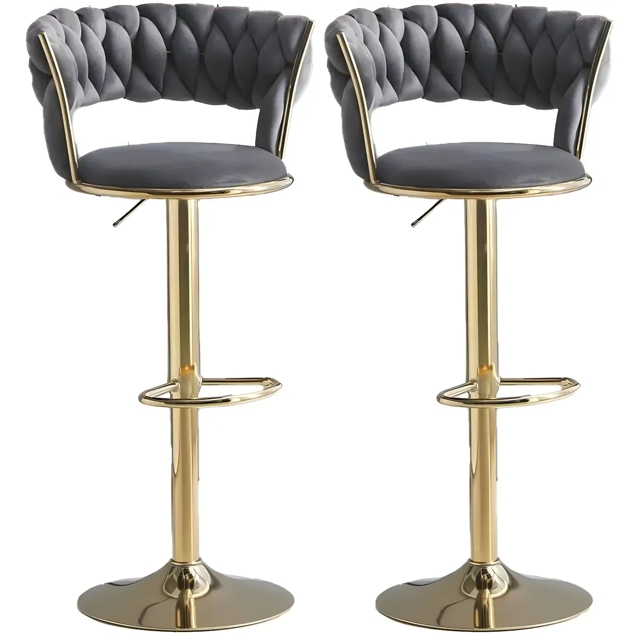 Luxurious Velvet Adjustable Bar Stools with Backrest for Home Bar Image - 4