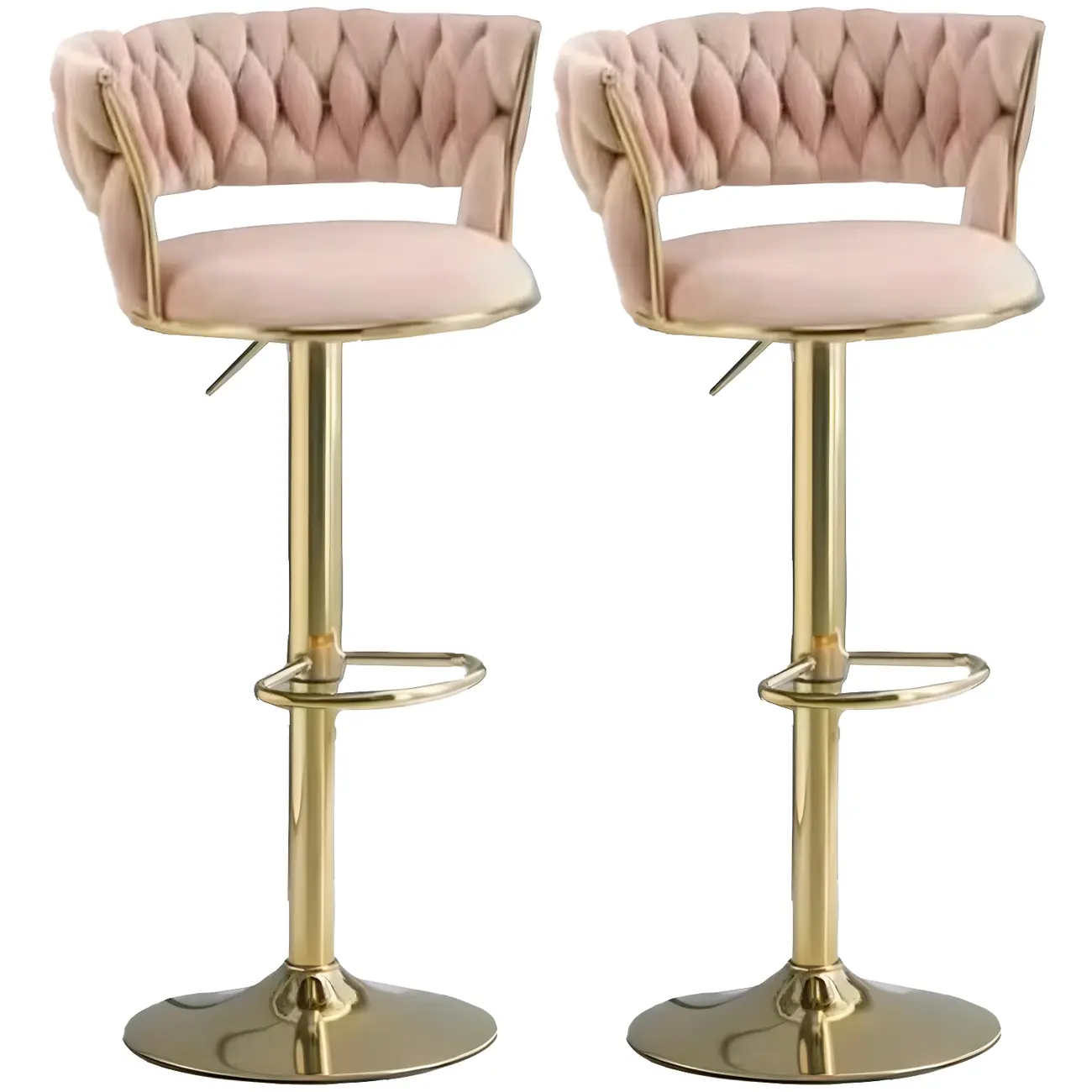 Luxurious Velvet Adjustable Bar Stools with Backrest for Home Bar Image - 6 | homeyfad