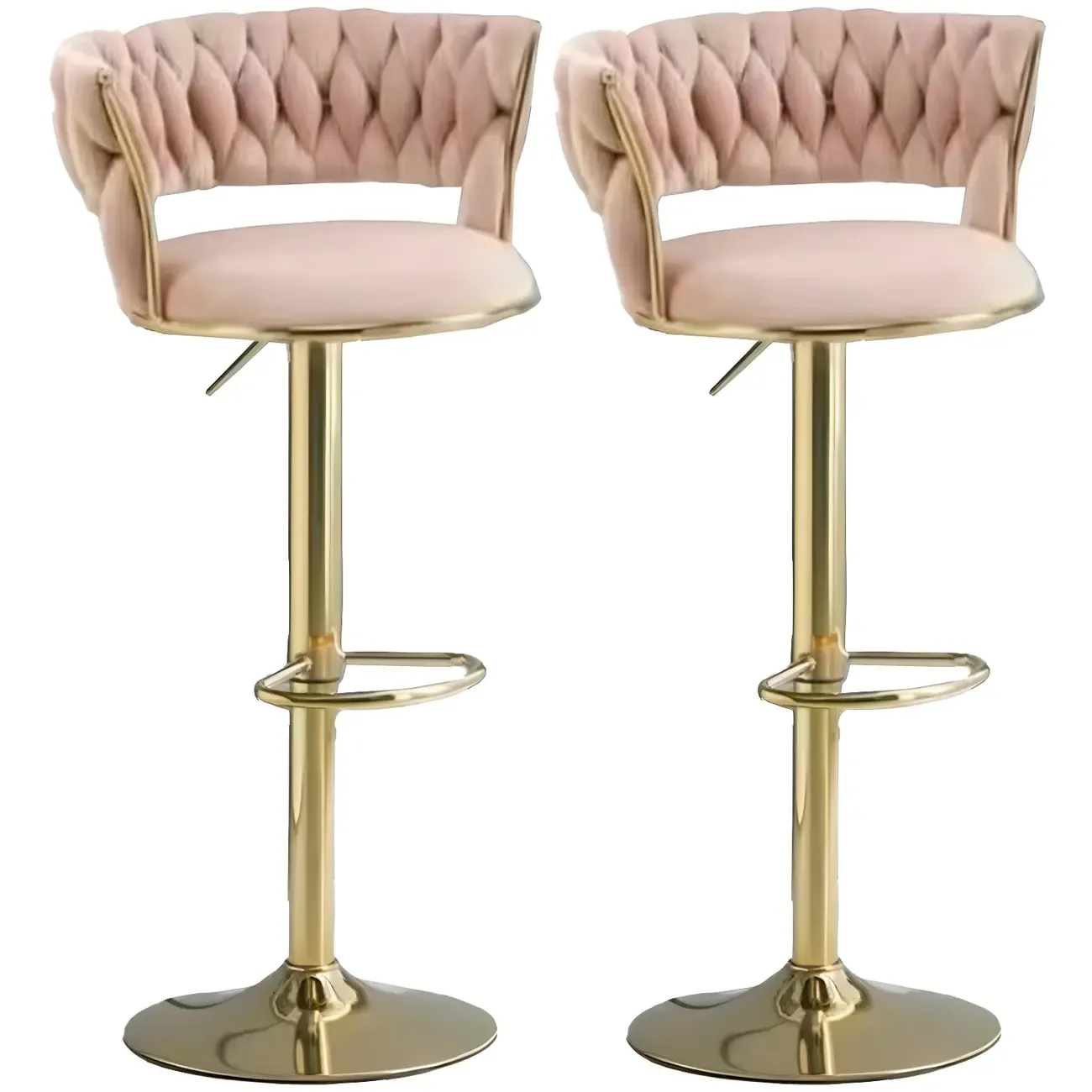Luxurious Velvet Adjustable Bar Stools with Backrest for Home Bar Image - 6