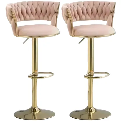 Luxurious Velvet Adjustable Bar Stools with Backrest for Home Bar Image - 6