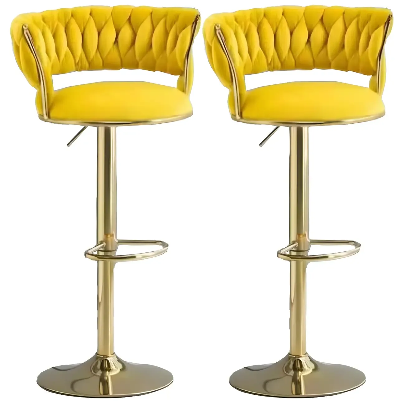 Luxurious Velvet Adjustable Bar Stools with Backrest for Home Bar Image - 7