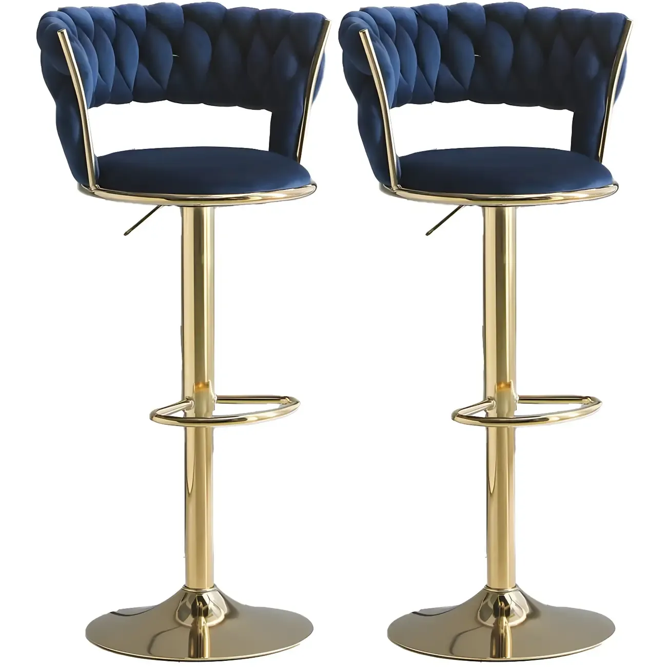 Luxurious Velvet Adjustable Bar Stools with Backrest for Home Bar Image - 9
