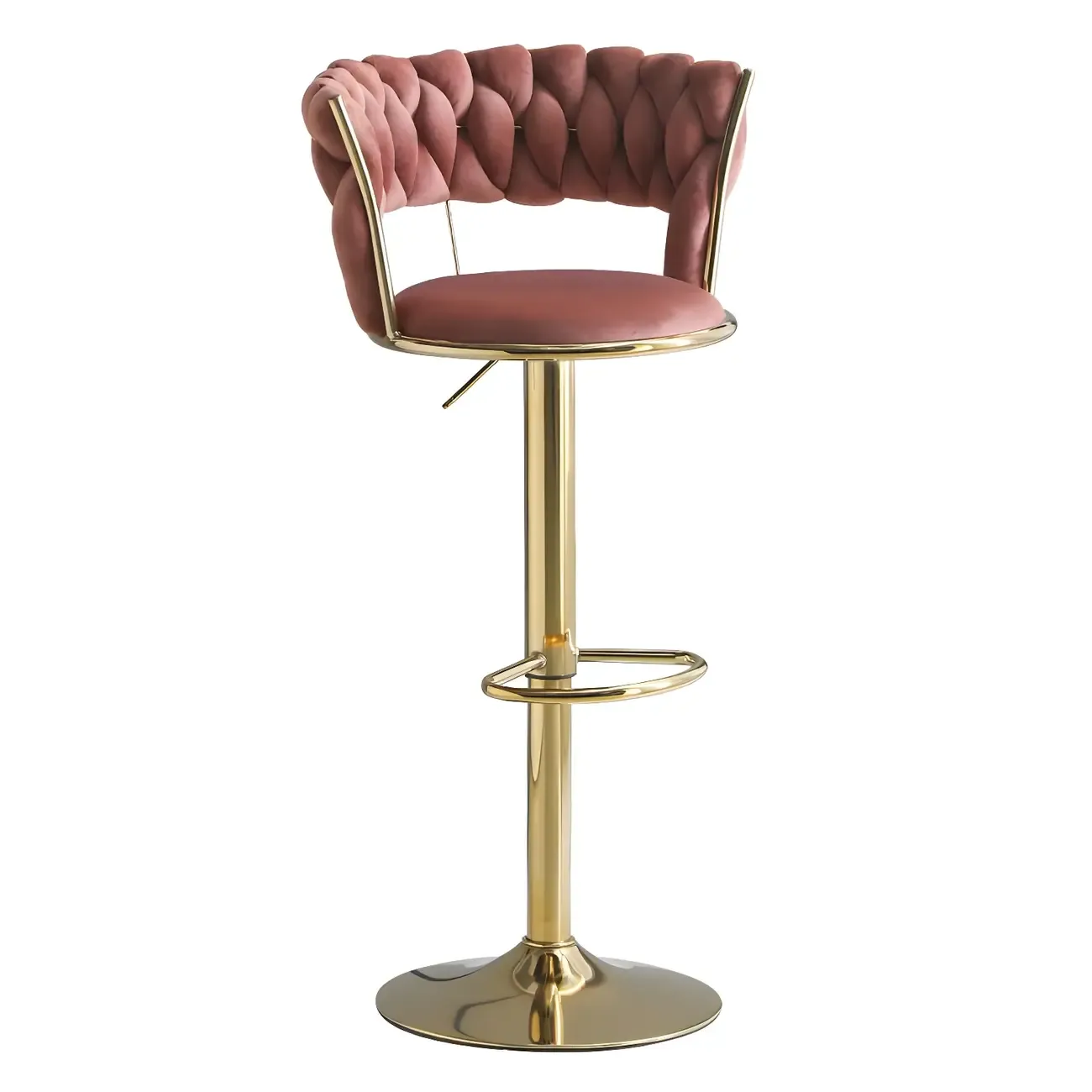 Luxurious Velvet Adjustable Bar Stools with Backrest for Home Bar Image - 10
