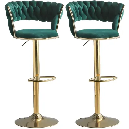 Luxurious Velvet Adjustable Bar Stools with Backrest for Home Bar Image - 11