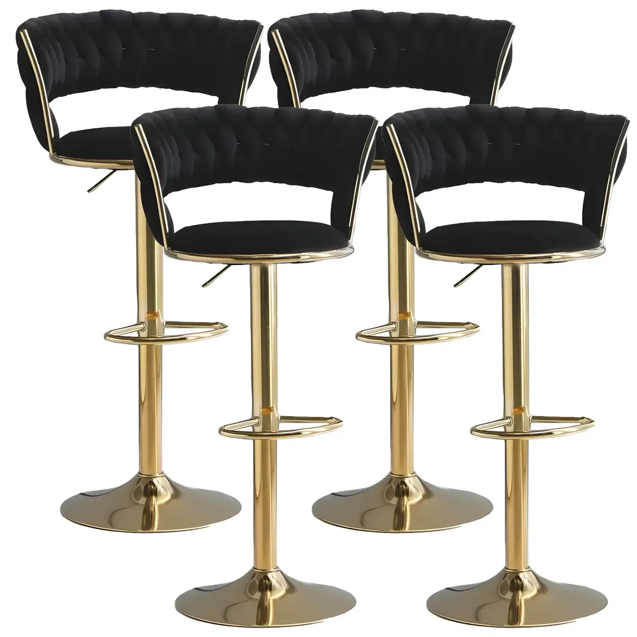 Luxurious Velvet Adjustable Bar Stools with Backrest for Home Bar Image - 15