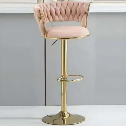 Luxurious Velvet Adjustable Bar Stools with Backrest for Home Bar Image - 18