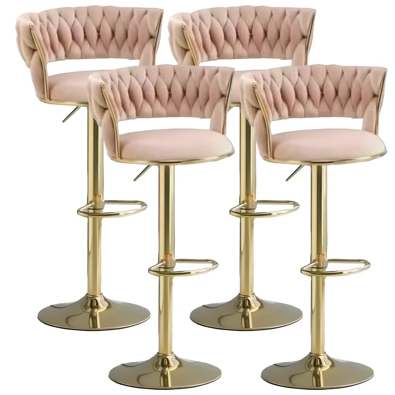Luxurious Velvet Adjustable Bar Stools with Backrest for Home Bar Image - 19