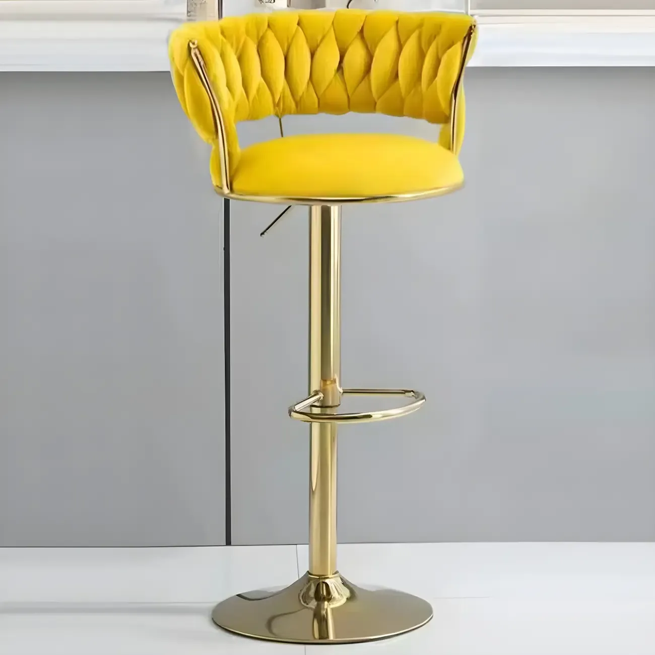 Luxurious Velvet Adjustable Bar Stools with Backrest for Home Bar Image - 20