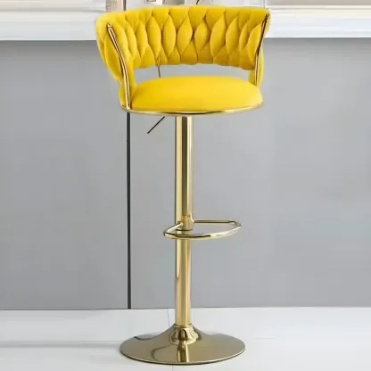 Luxurious Velvet Adjustable Bar Stools with Backrest for Home Bar Image - 20
