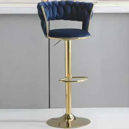 Luxurious Velvet Adjustable Bar Stools with Backrest for Home Bar Image - 21