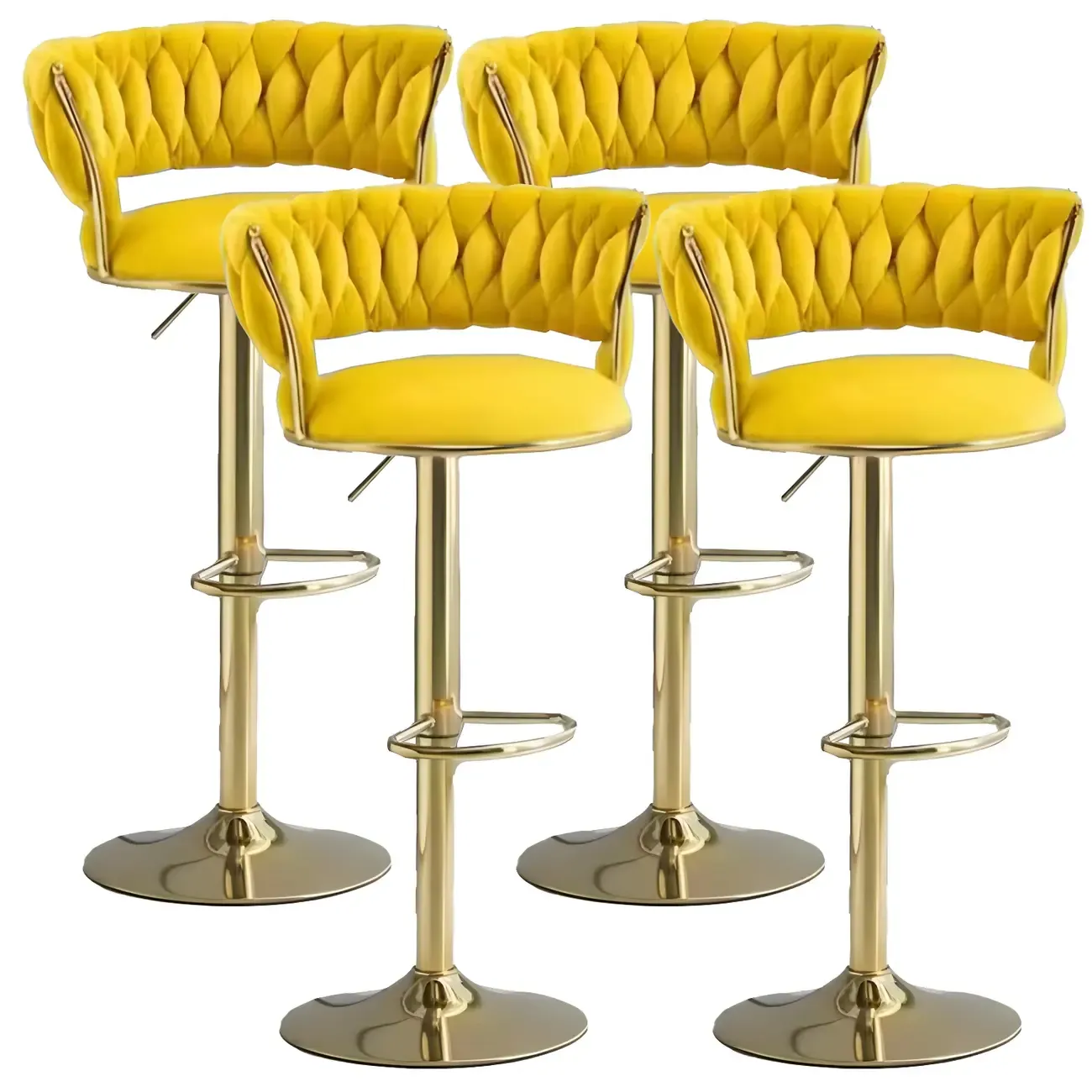 Luxurious Velvet Adjustable Bar Stools with Backrest for Home Bar Image - 22