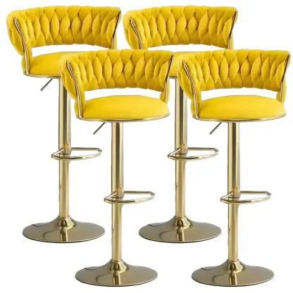 Luxurious Velvet Adjustable Bar Stools with Backrest for Home Bar Image - 22