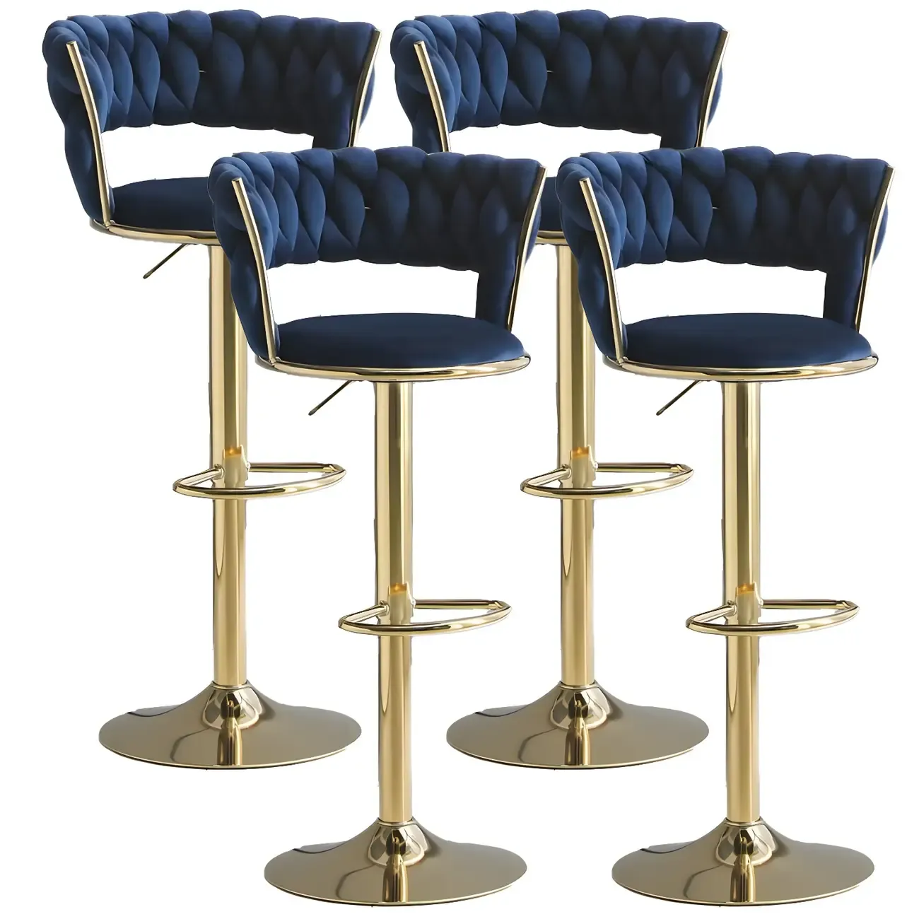 Luxurious Velvet Adjustable Bar Stools with Backrest for Home Bar Image - 23