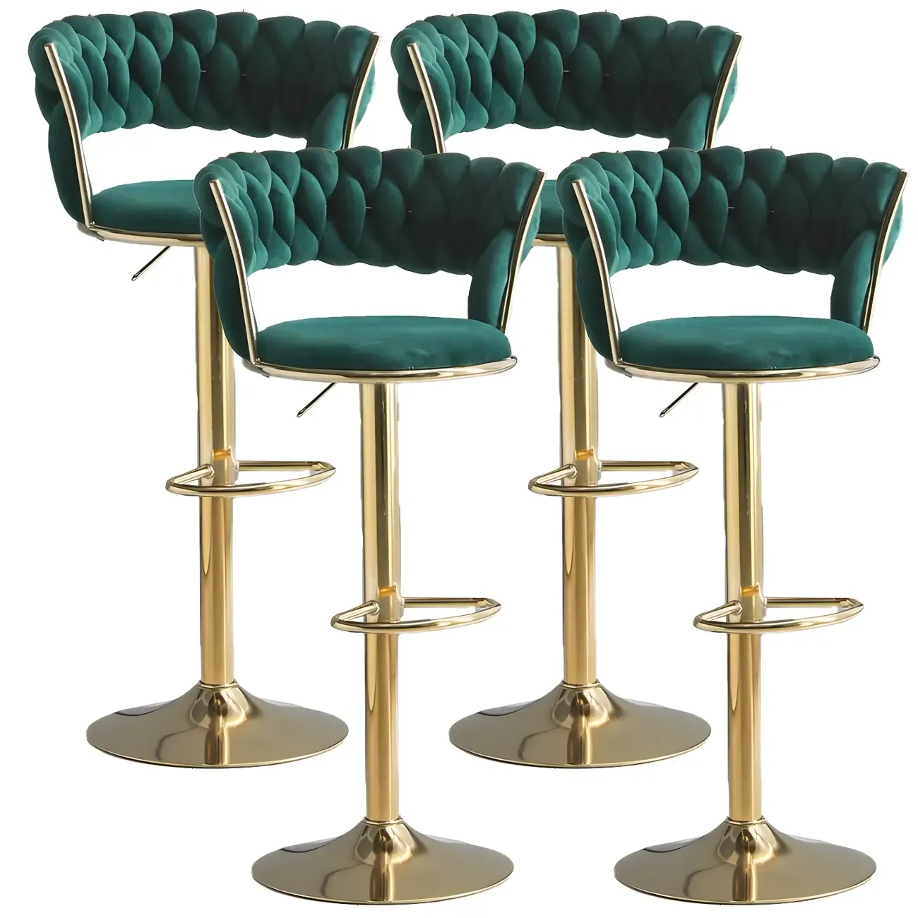 Luxurious Velvet Adjustable Bar Stools with Backrest for Home Bar Image - 26