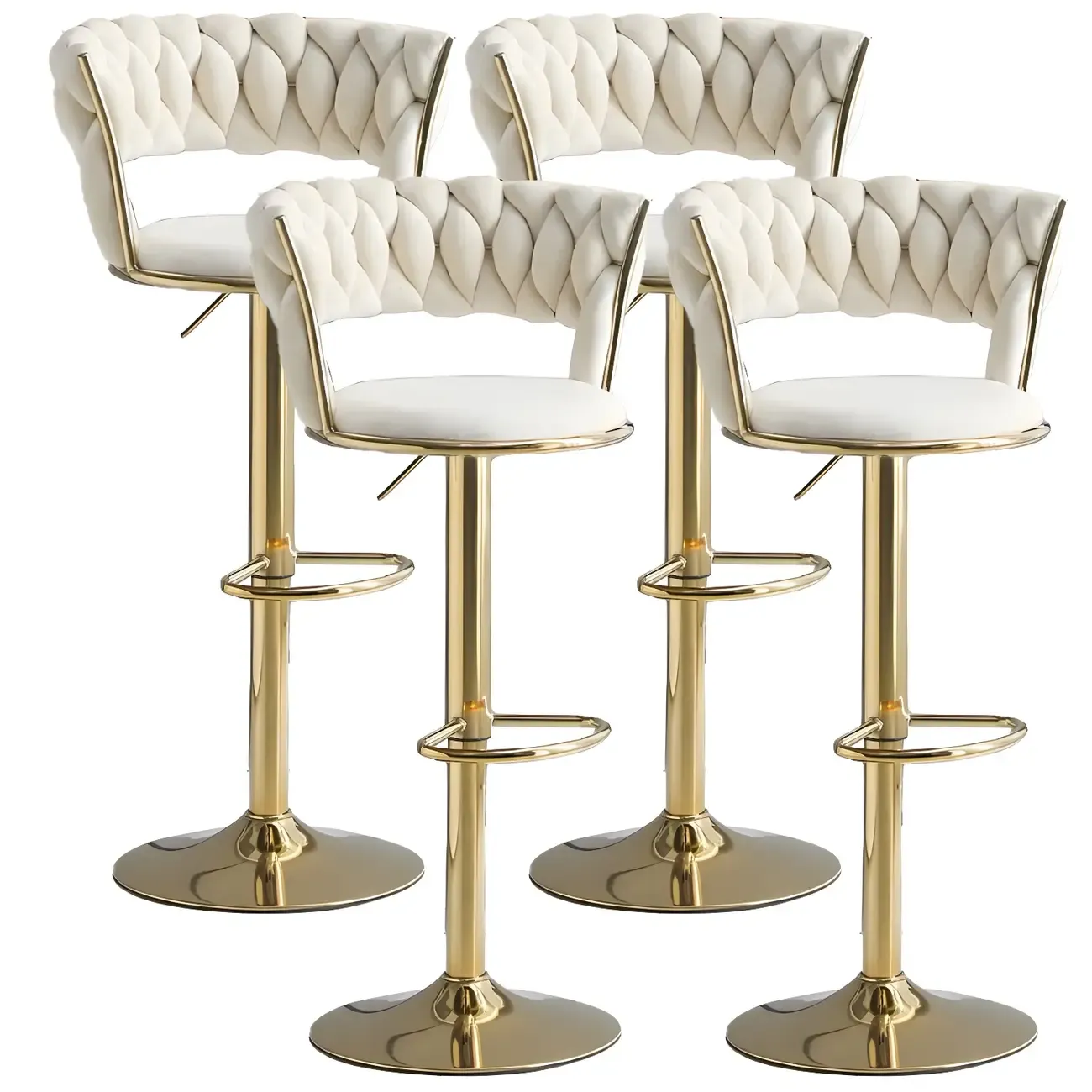 Luxurious Velvet Adjustable Bar Stools with Backrest for Home Bar Image - 28