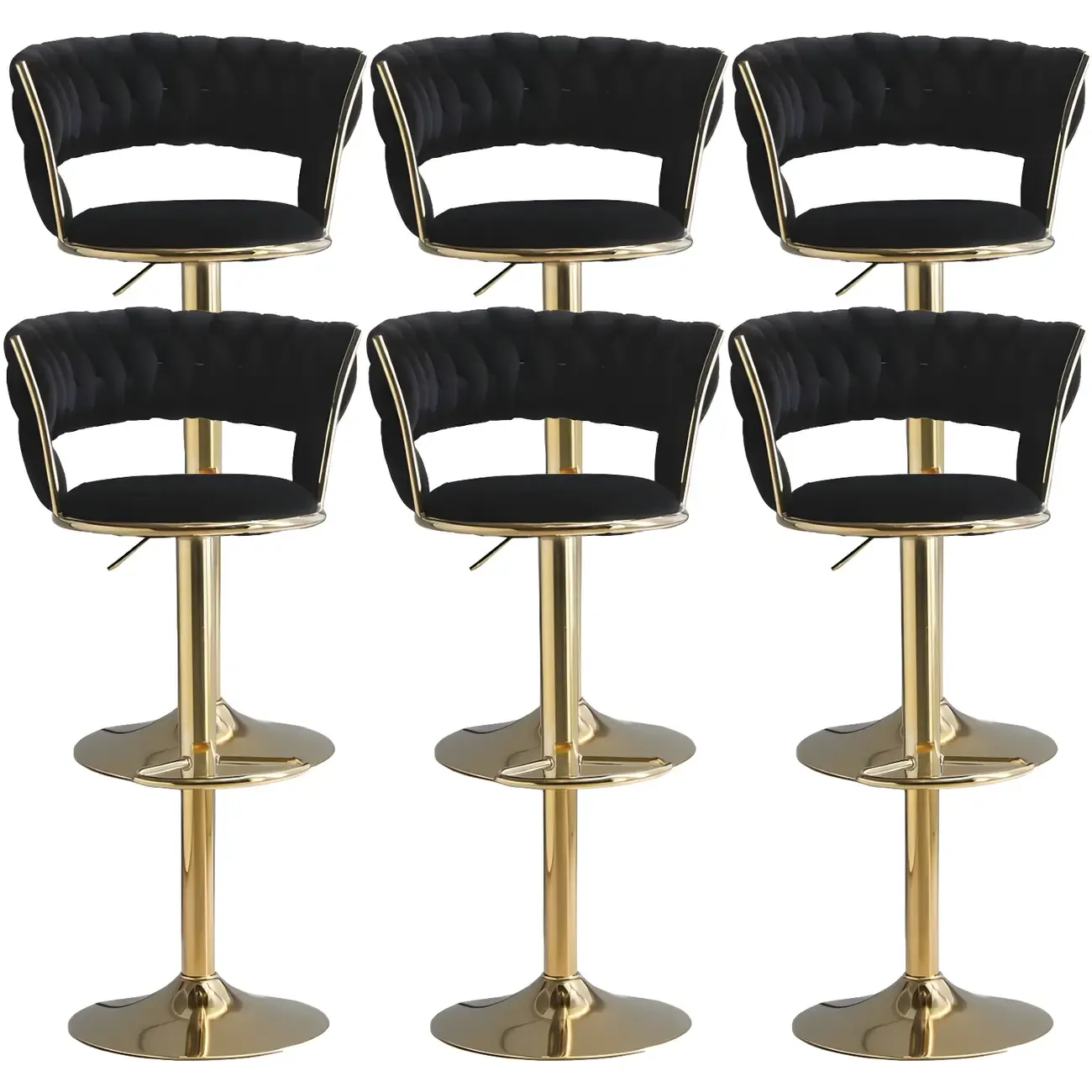 Luxurious Velvet Adjustable Bar Stools with Backrest for Home Bar Image - 29