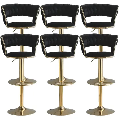 Luxurious Velvet Adjustable Bar Stools with Backrest for Home Bar Image - 29