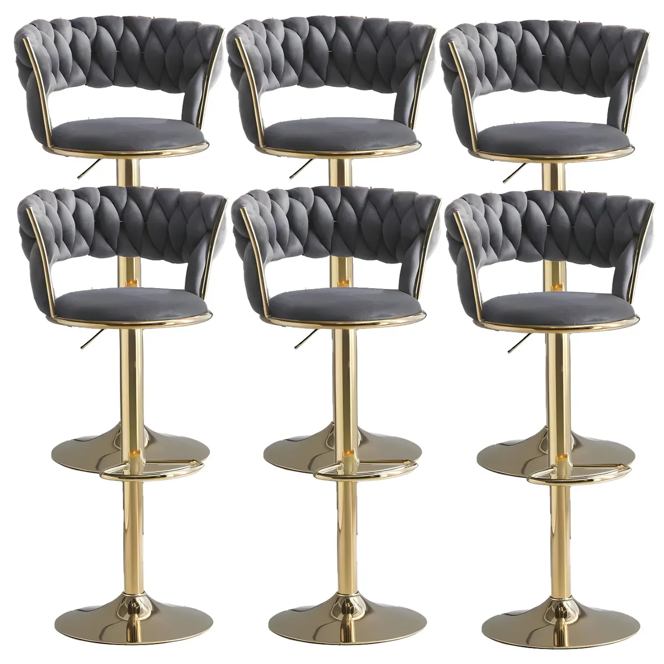Luxurious Velvet Adjustable Bar Stools with Backrest for Home Bar Image - 30 | homeyfad