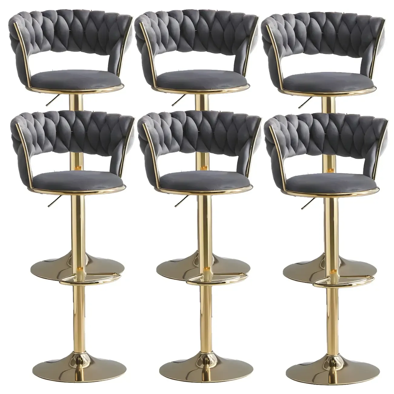 Luxurious Velvet Adjustable Bar Stools with Backrest for Home Bar Image - 30