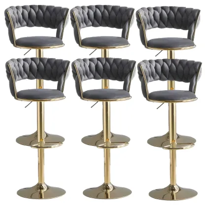 Luxurious Velvet Adjustable Bar Stools with Backrest for Home Bar Image - 30