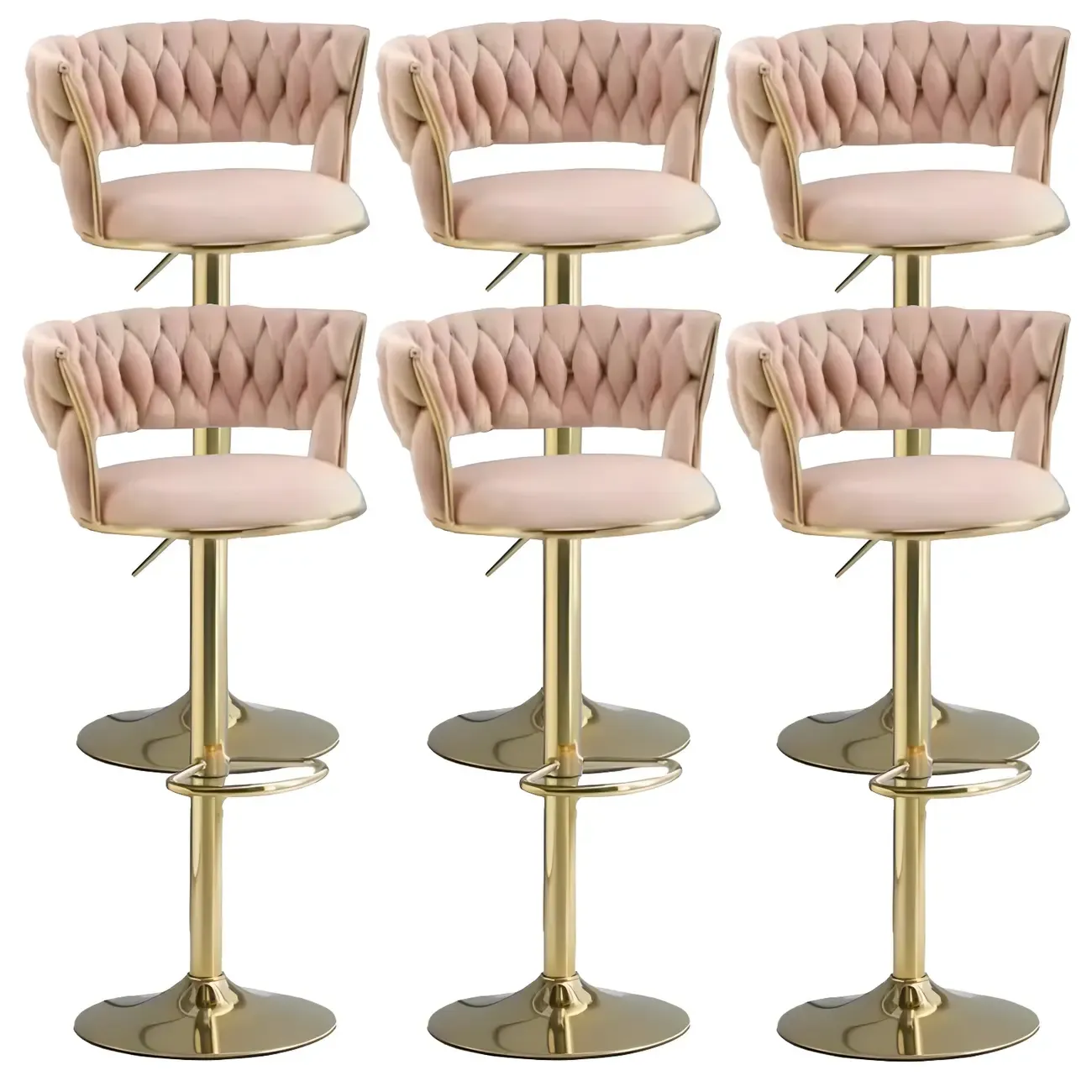 Luxurious Velvet Adjustable Bar Stools with Backrest for Home Bar Image - 31