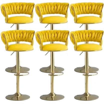 Luxurious Velvet Adjustable Bar Stools with Backrest for Home Bar Image - 32