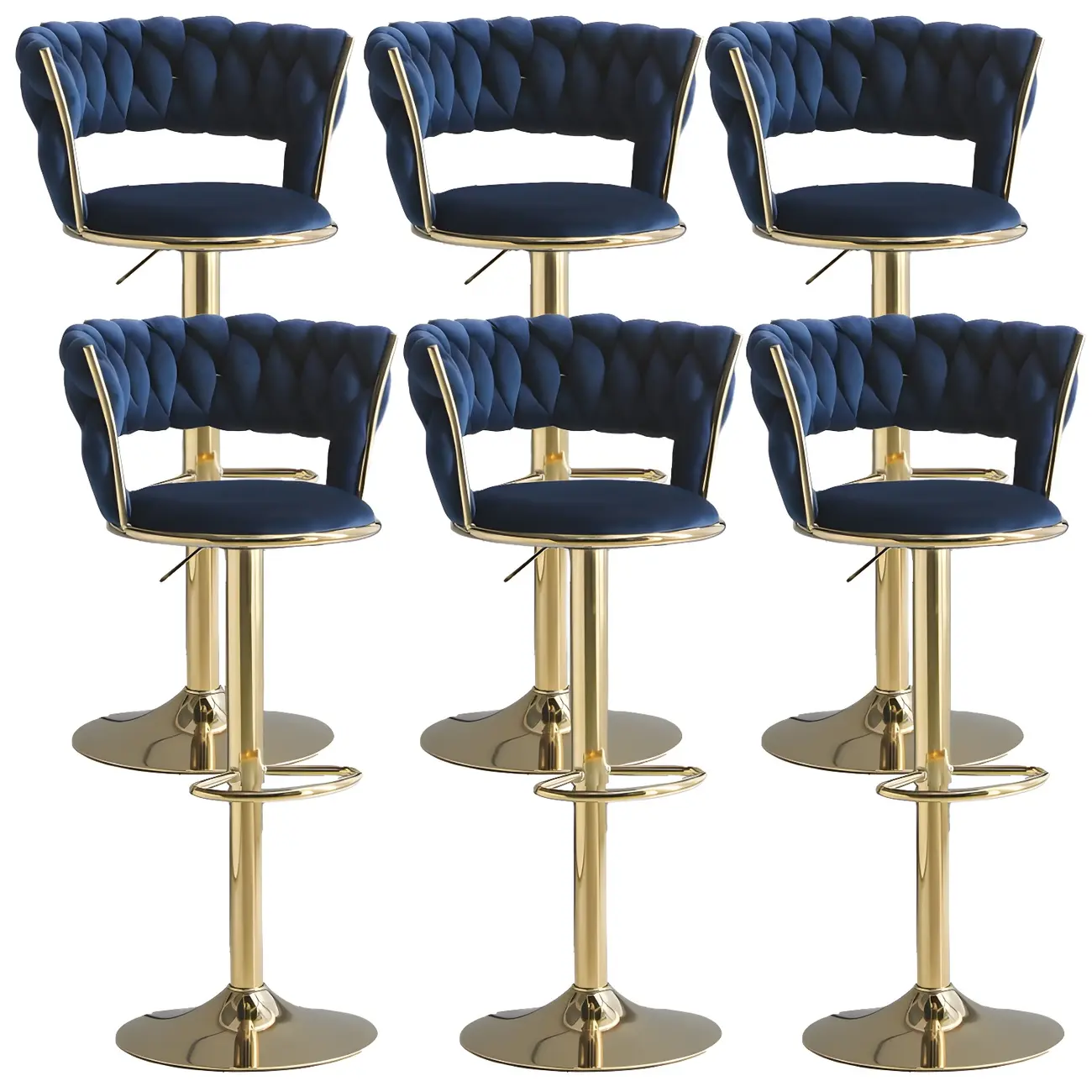 Luxurious Velvet Adjustable Bar Stools with Backrest for Home Bar Image - 33 | homeyfad