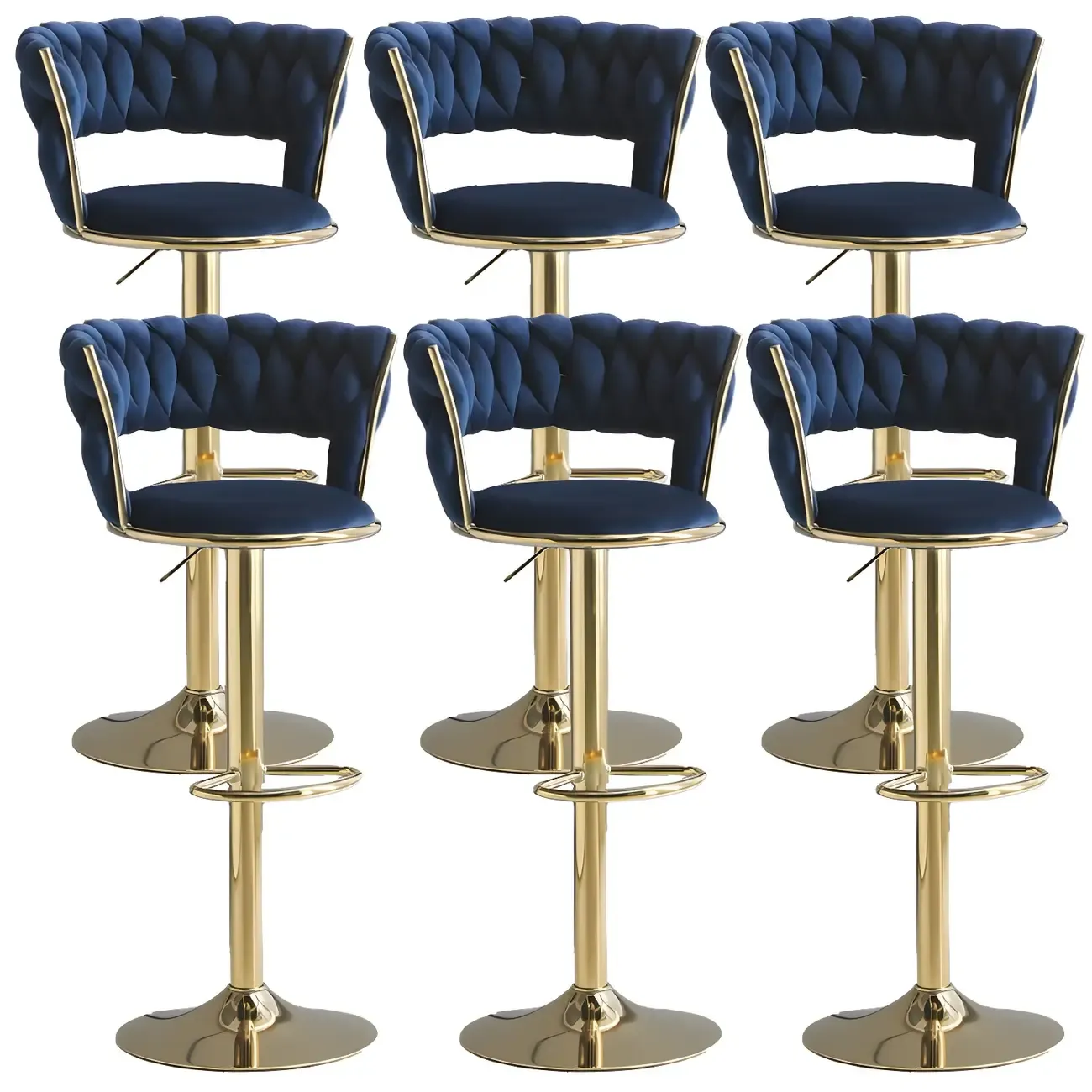 Luxurious Velvet Adjustable Bar Stools with Backrest for Home Bar Image - 33