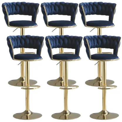 Luxurious Velvet Adjustable Bar Stools with Backrest for Home Bar Image - 33