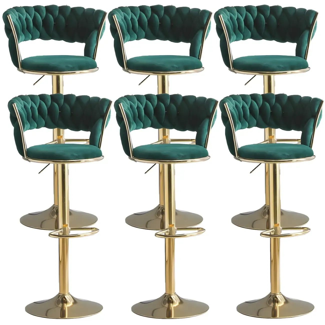 Luxurious Velvet Adjustable Bar Stools with Backrest for Home Bar Image - 34