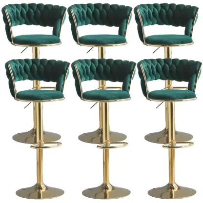 Luxurious Velvet Adjustable Bar Stools with Backrest for Home Bar Image - 34