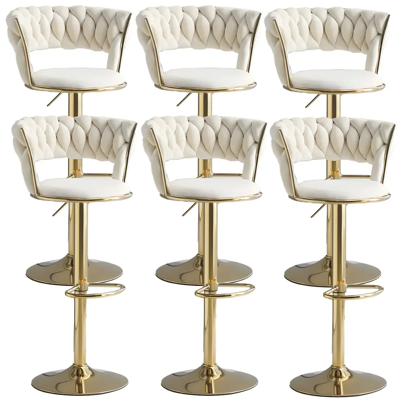 Luxurious Velvet Adjustable Bar Stools with Backrest for Home Bar Image - 35