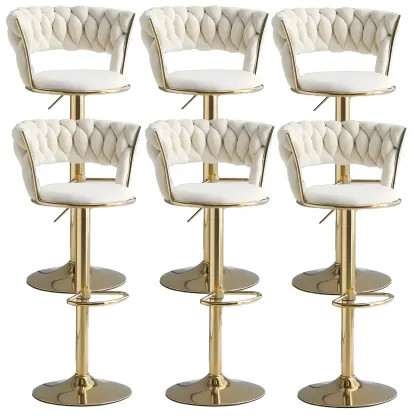 Luxurious Velvet Adjustable Bar Stools with Backrest for Home Bar Image - 35