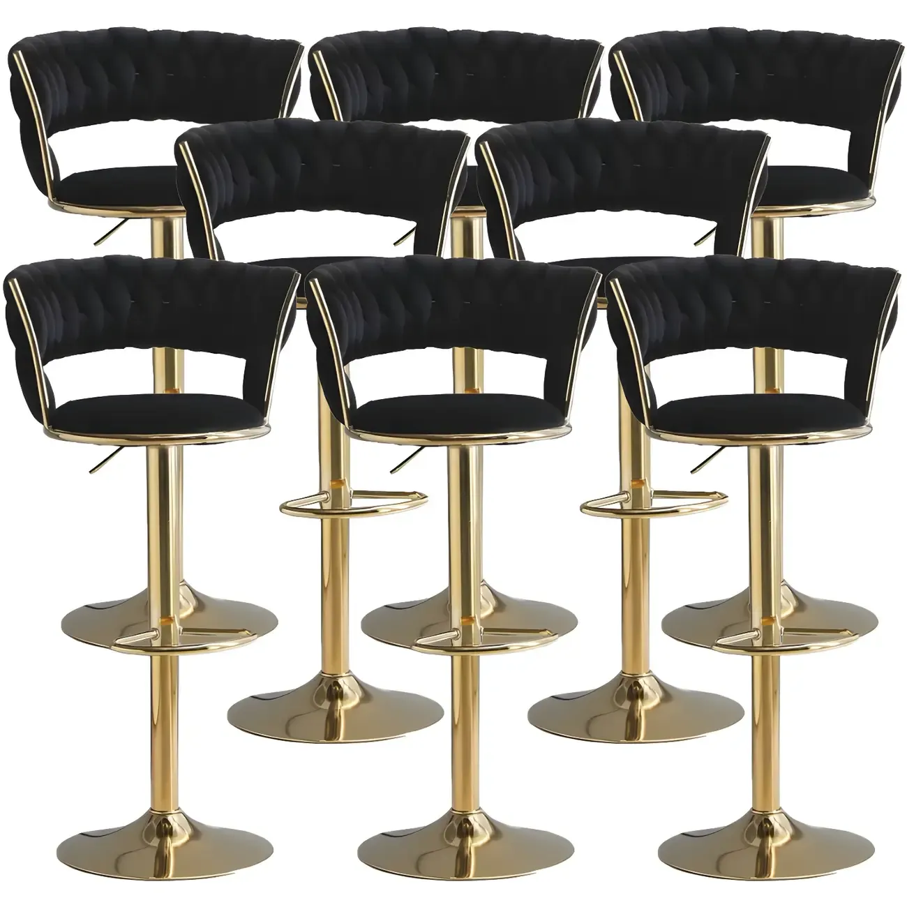 Luxurious Velvet Adjustable Bar Stools with Backrest for Home Bar Image - 36