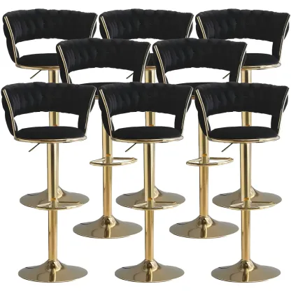 Luxurious Velvet Adjustable Bar Stools with Backrest for Home Bar Image - 36