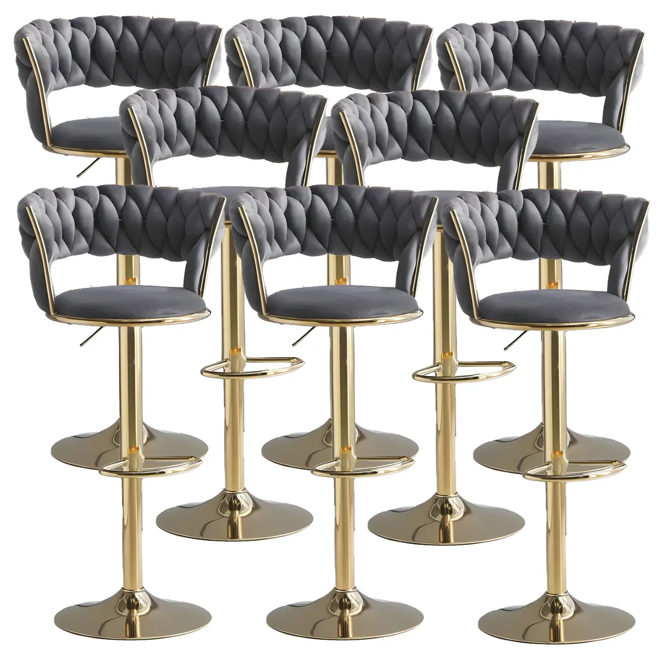 Luxurious Velvet Adjustable Bar Stools with Backrest for Home Bar Image - 37 | homeyfad