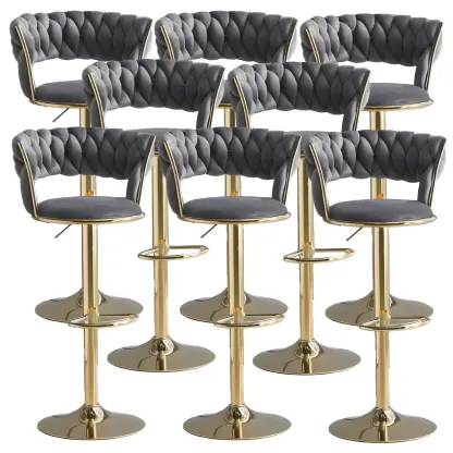 Luxurious Velvet Adjustable Bar Stools with Backrest for Home Bar Image - 37