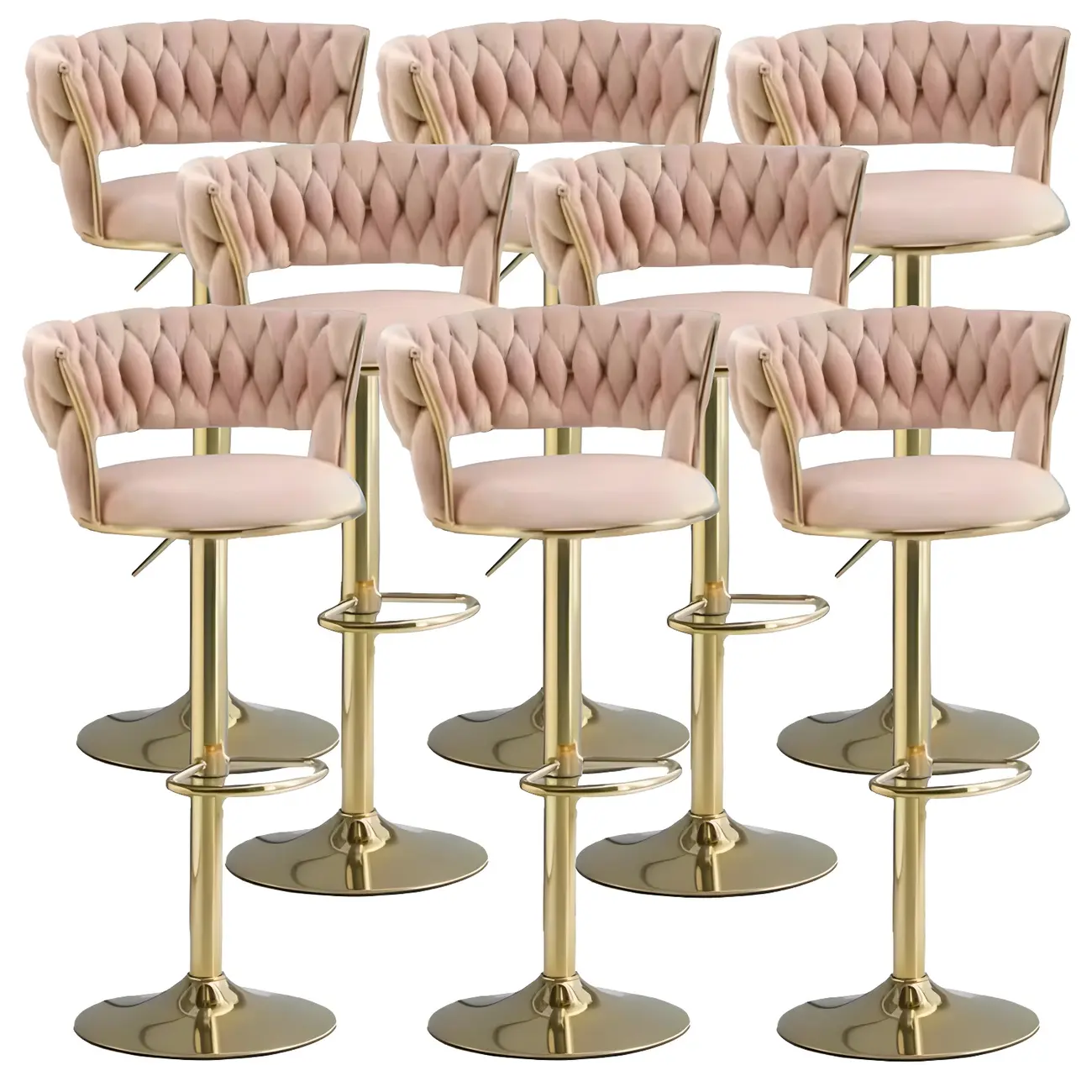 Luxurious Velvet Adjustable Bar Stools with Backrest for Home Bar Image - 38 | homeyfad