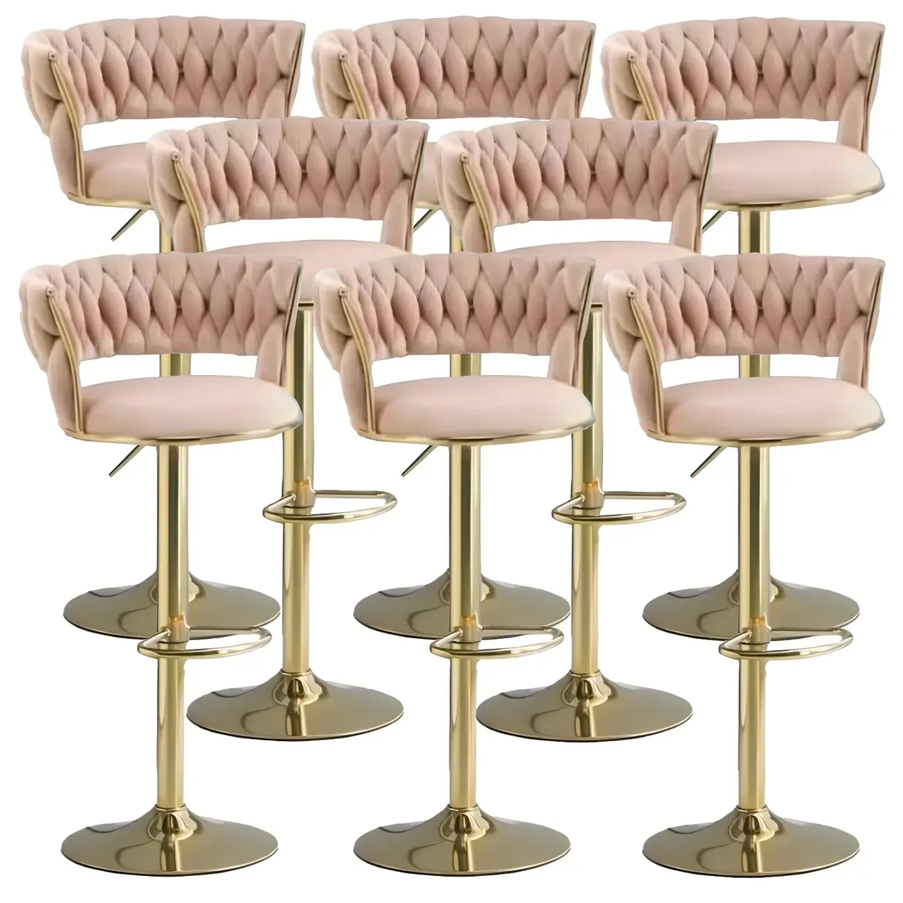 Luxurious Velvet Adjustable Bar Stools with Backrest for Home Bar Image - 38