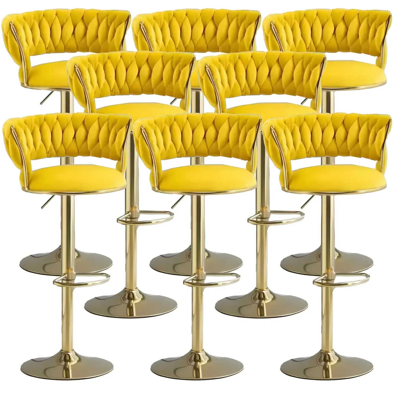 Luxurious Velvet Adjustable Bar Stools with Backrest for Home Bar Image - 39