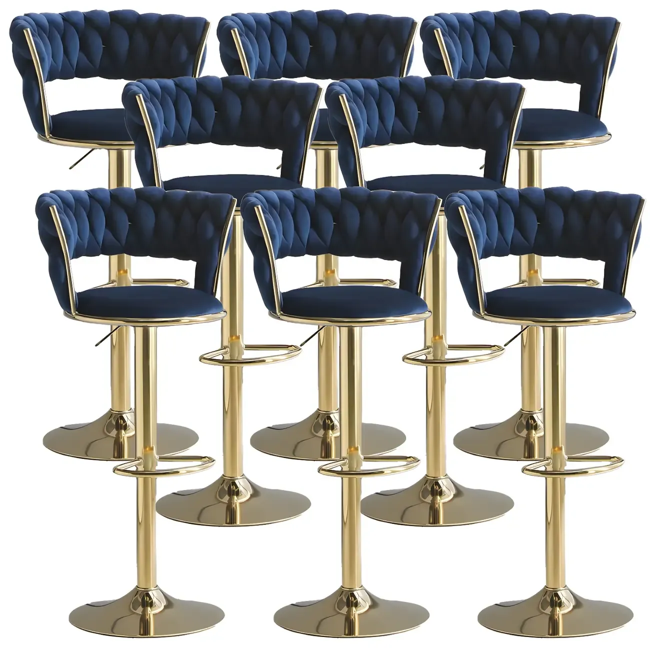 Luxurious Velvet Adjustable Bar Stools with Backrest for Home Bar Image - 40