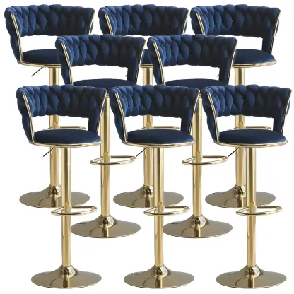 Luxurious Velvet Adjustable Bar Stools with Backrest for Home Bar Image - 40