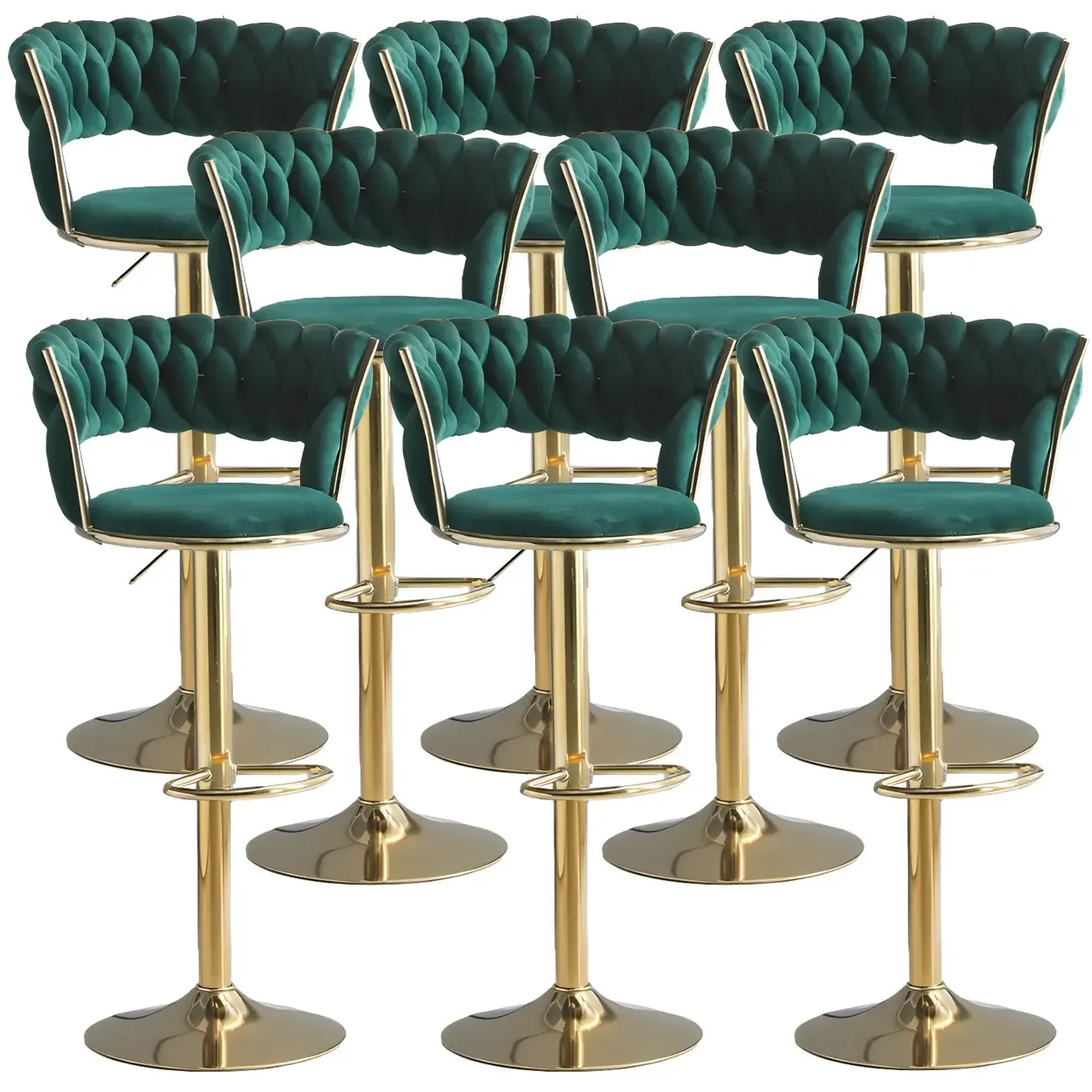 Luxurious Velvet Adjustable Bar Stools with Backrest for Home Bar Image - 41