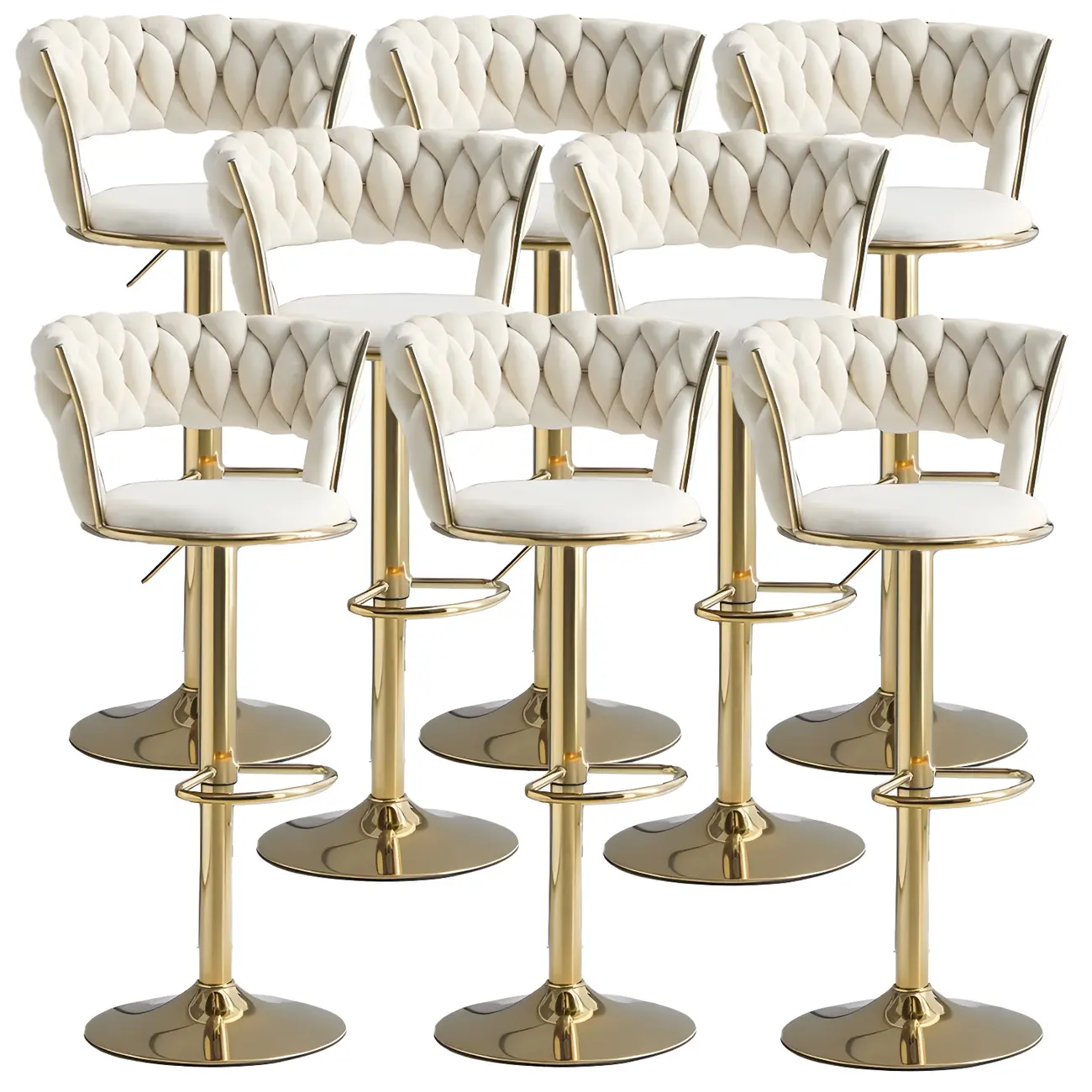 Luxurious Velvet Adjustable Bar Stools with Backrest for Home Bar Image - 42 | homeyfad