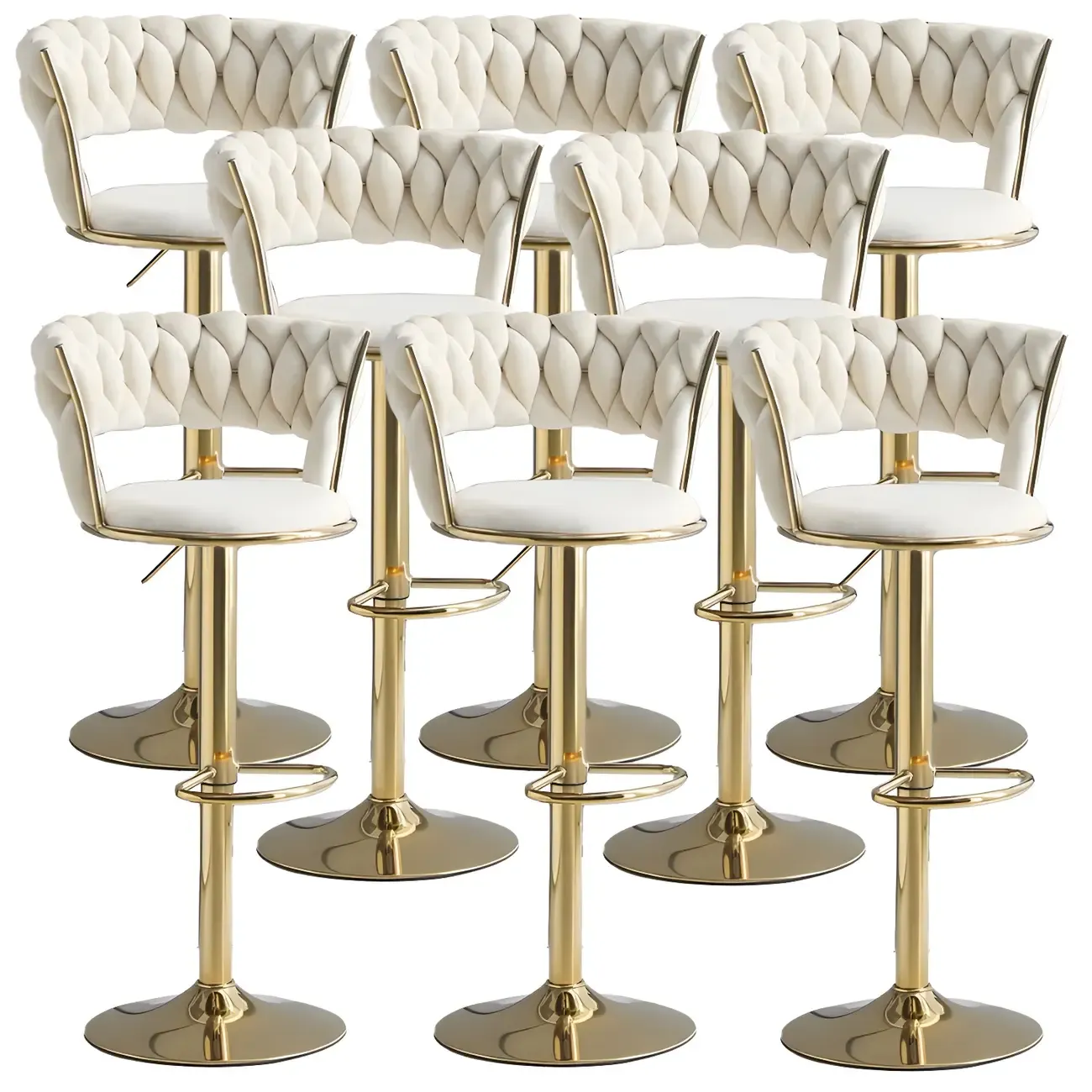 Luxurious Velvet Adjustable Bar Stools with Backrest for Home Bar Image - 42