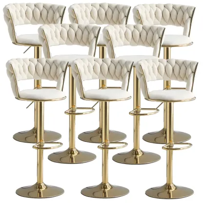 Luxurious Velvet Adjustable Bar Stools with Backrest for Home Bar Image - 42