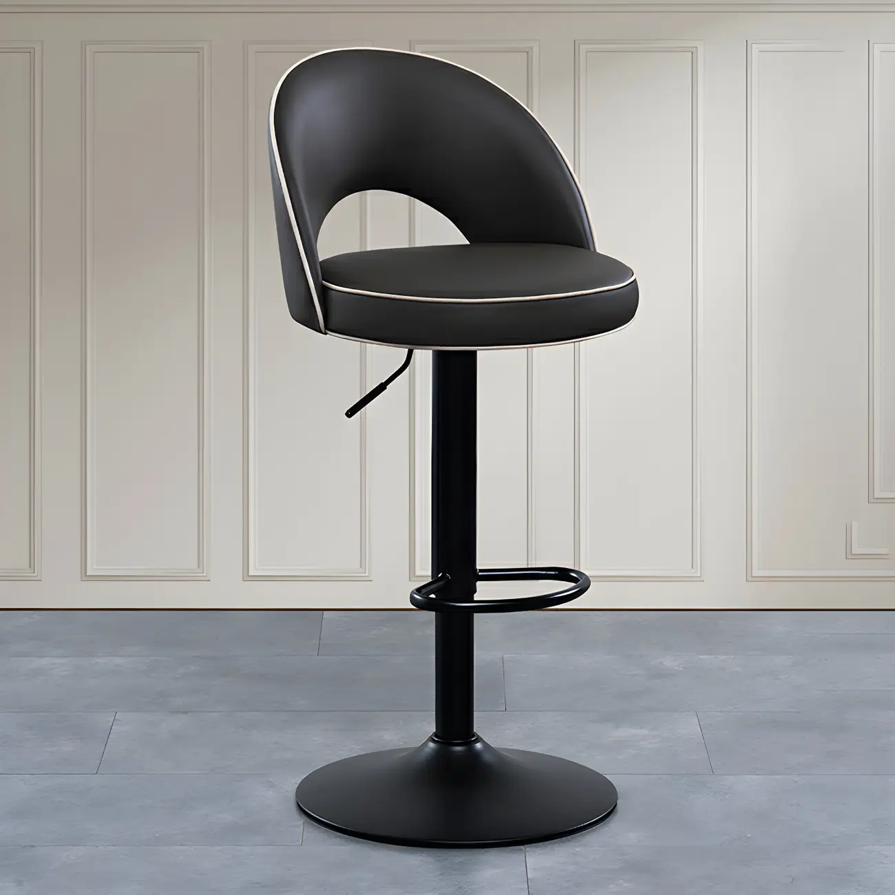 Minimalist Leather Adjustable Bar Stools with Upholstered Seat Image - 4 | homeyfad