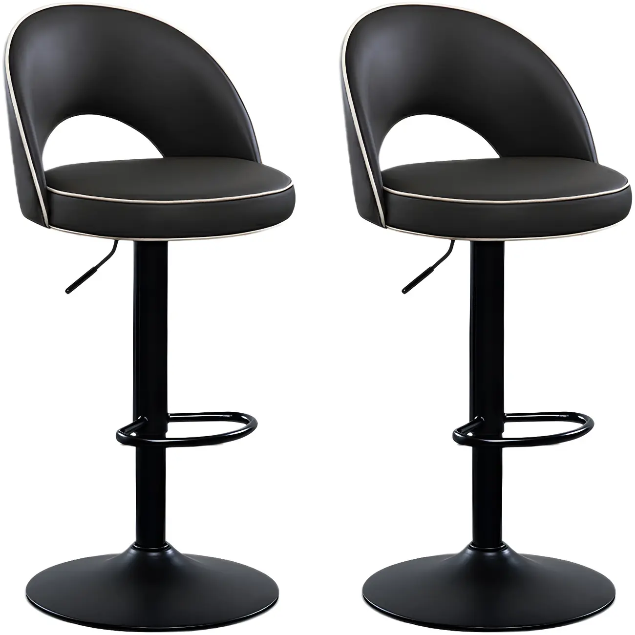 Minimalist Leather Adjustable Bar Stools with Upholstered Seat Image - 5 | homeyfad